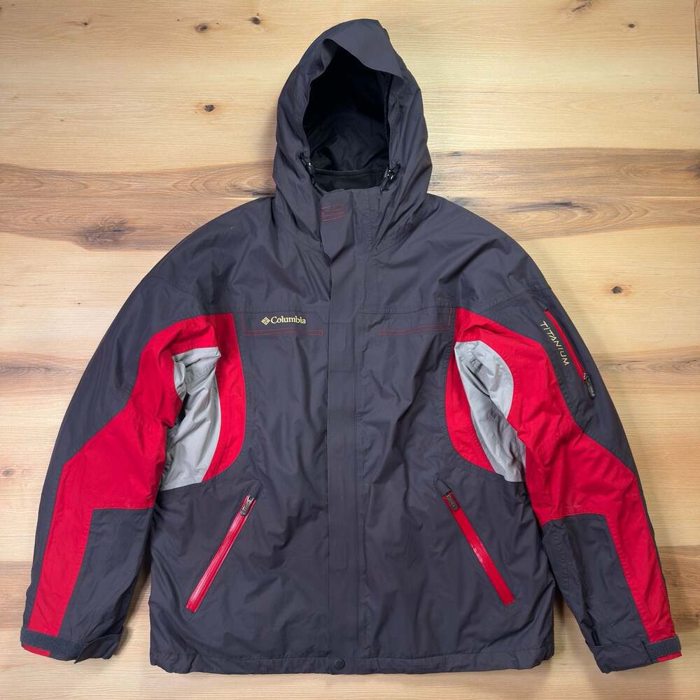 COLUMBIA Titanium Omni-Tech Interchange Jacket Gray Red Men’s Large